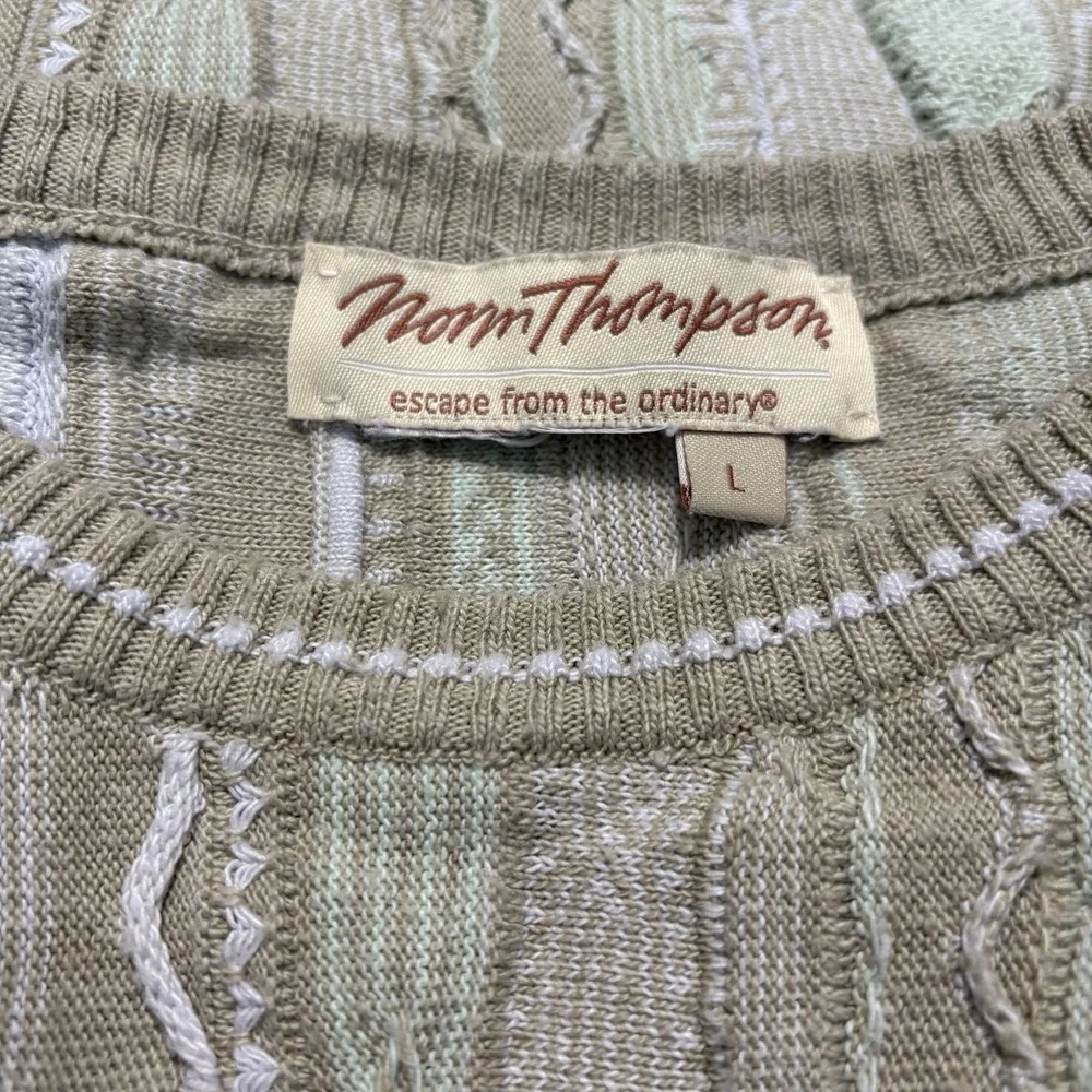 VTG Norm Thompson 3D Knit Sweater Large L Coogi Style Pastel Earth Tone 90s